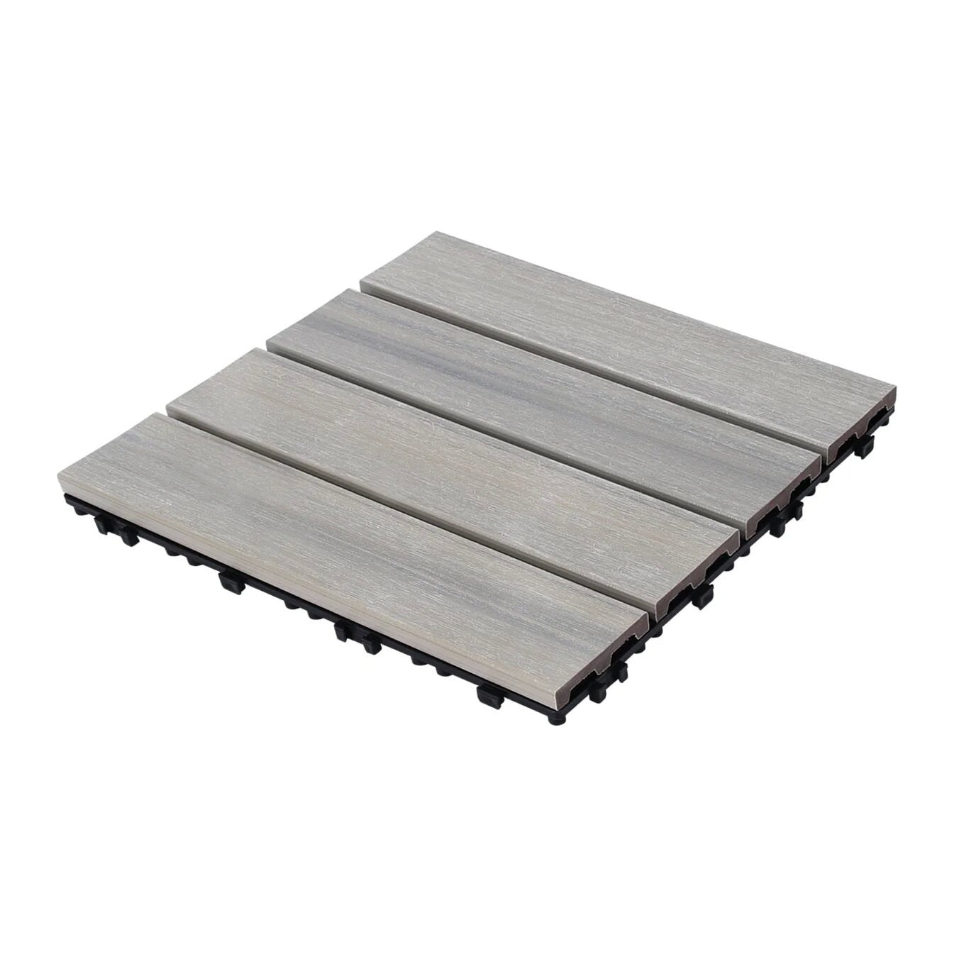 Patio Floor Tiles Pack of 22  WPC Wood-Plastic Composite Patio Deck Tiles DIY Interlocking Decking Tiles, Quick Deck Floor Tile, Court Tile, Water Resistant Indoor Outdoor -11.8' SKYGREY