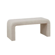 Modern Boucle Waterfall Bench Beige 42'W Solid Wood Frame