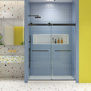 Bypass shower door, sliding door, with 5/16' tempered glass and Matted black finish 4874