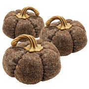 Set of 3, 8.3x8.3x5.5' Brown Pumpkin, Pumpkin Ornament Decor for Holiday Harvest Festival Fall Festival & Thanksgiving