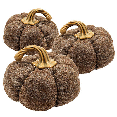 Set of 3, 8.3x8.3x5.5' Brown Pumpkin, Pumpkin Ornament Decor for Holiday Harvest Festival Fall Festival & Thanksgiving