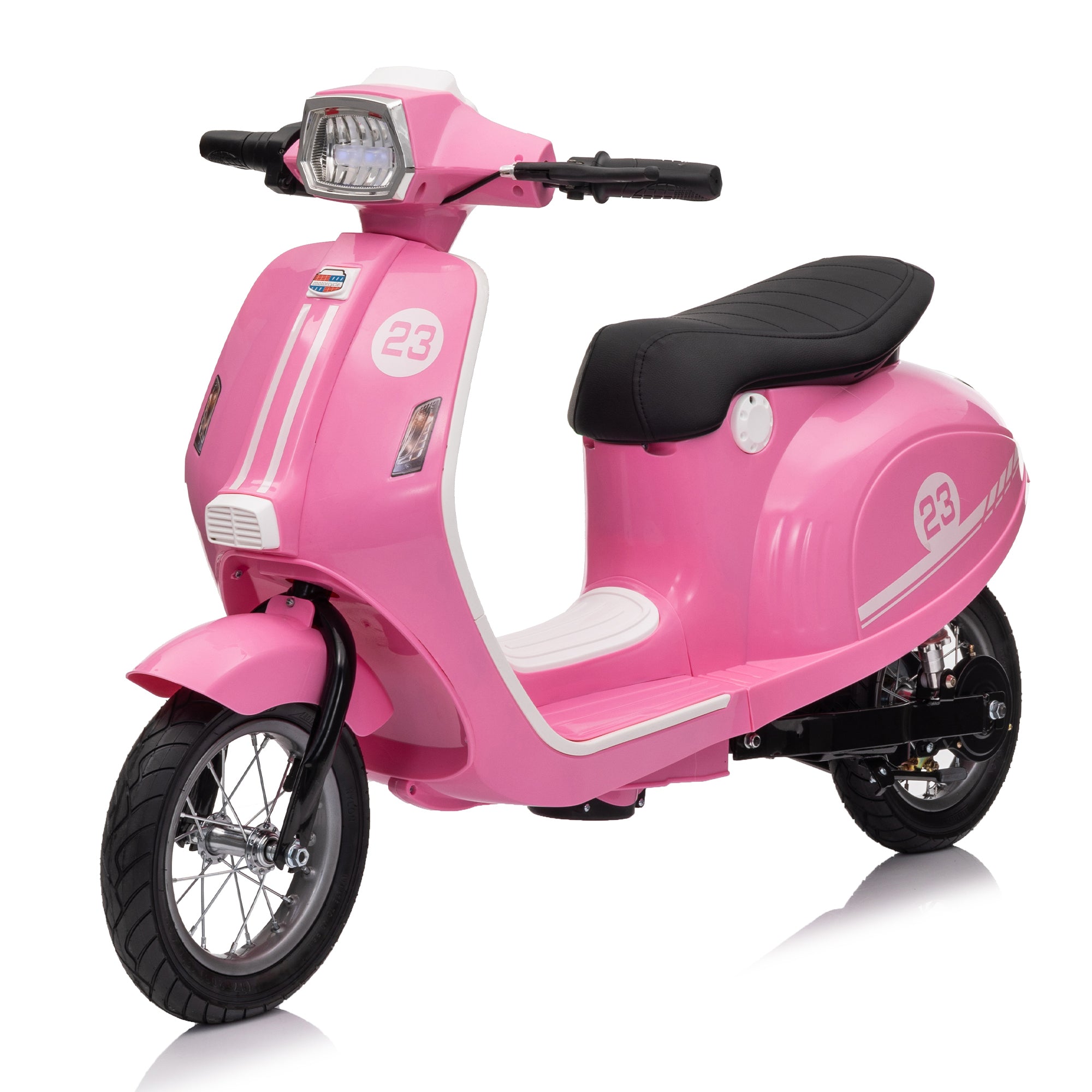 24V 250W Powerful Electric Scooter W/12' Air-Filled Tires,Hand Accelerator & Brake,Dual Rear Suspension,High/Low Speed,MP3 Player with Bluetooth,Slow Start for Safe & Smooth Ride,Recommended age: 8+