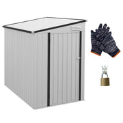 Outsunny 4' x 6' Metal Outdoor Storage Shed, Lean to Storage Shed, Garden Tool Storage House with Lockable Door and 2 Air Vents for Backyard, Patio, Lawn, White
