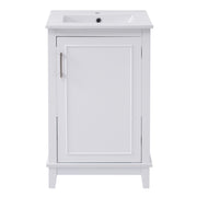 Viedo Modern Small Bathroom Vanity Cabinet with Ceramic Basin - White, Solid Wood/MDF, 20x14.5x33.3 Inches