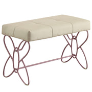White and Light Pink Tufted Bench