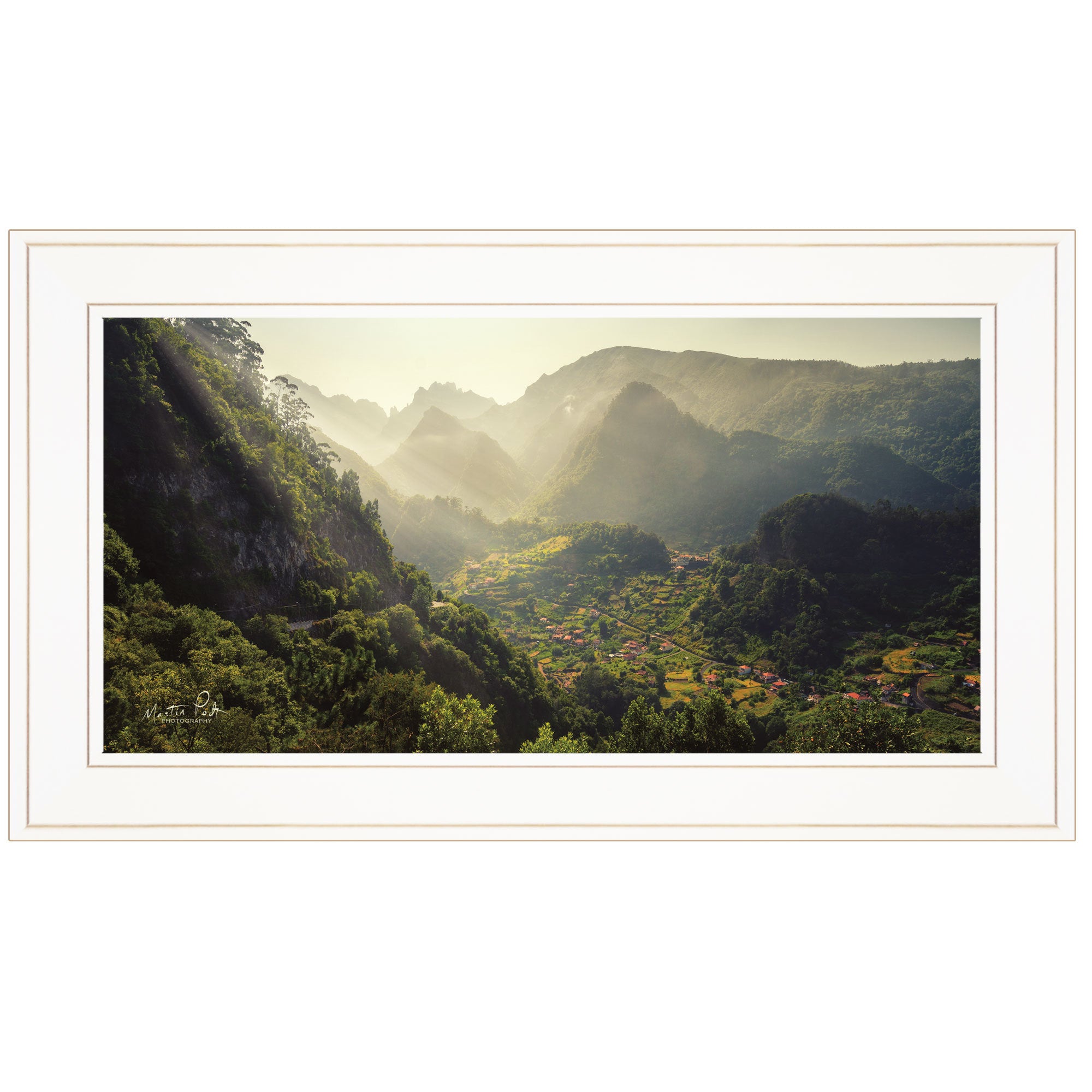 'Land of the Hobbits' Martin Podt, Ready to Hang Framed Print, White Frame