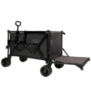 Foldable Wagon with Extended Tailgate, Extra Long Extender Wagon Cart,Beach Wagon Cart Heavy Duty 480LBS with Large All-Terrain Beach Wheels, Black- Gray