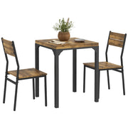HOMCOM 3 Piece Dining Table Set for 2, Modern Kitchen Table and Chairs, Dining Room Set for Breakfast Nook, Small Space, Apartment, Space Saving, Rustic Brown