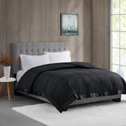 Lightweight Down Alternative Blanket with Satin Trim Black Full/Queen