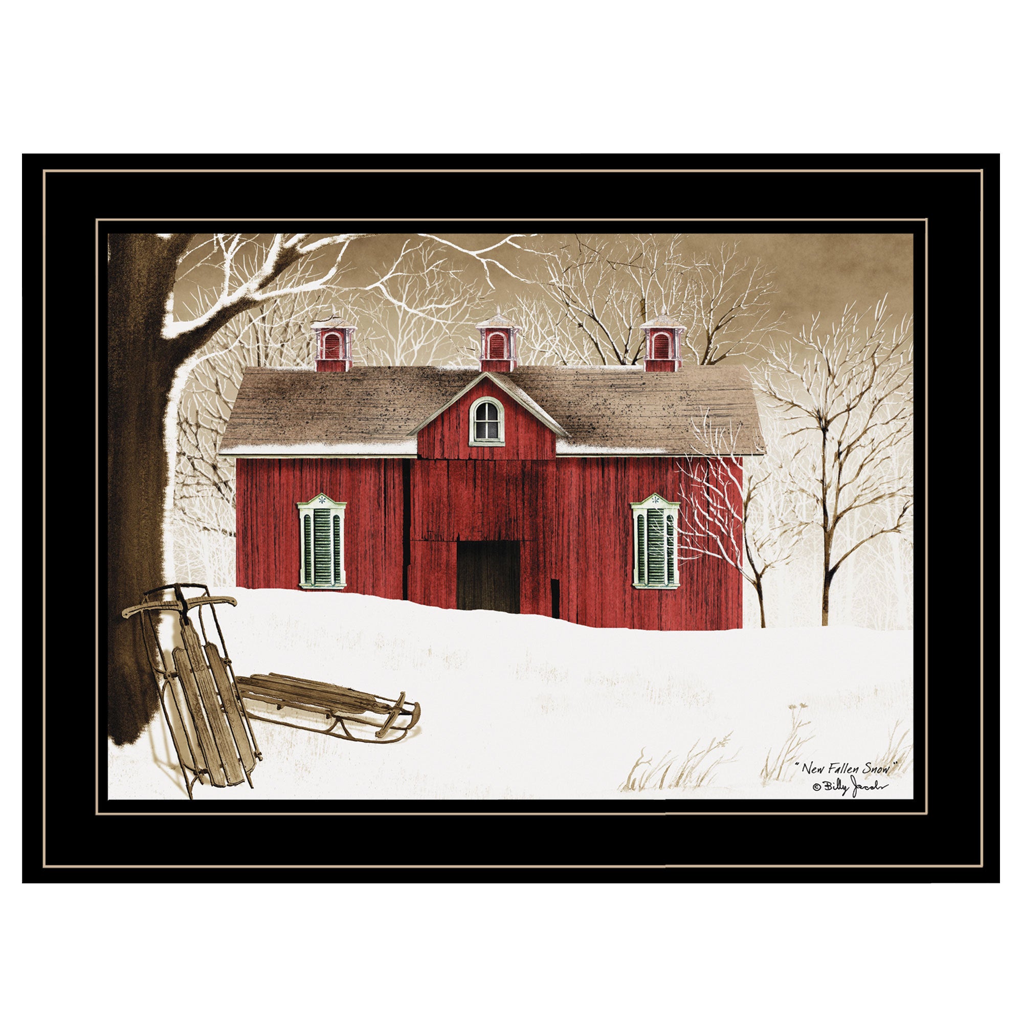 'New Fallen Snow' by Billy Jacobs, Ready to Hang Framed Print, Black Frame