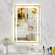 24x36' Gold Tempered MirrorDual LED Light StripsFront and Back Lighting