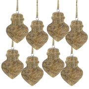 D3.1x3.5' Wooden Hanging Ornaments, Hanging Home Decor Accents for Christmas Tree, Holiday Display, Set of 8
