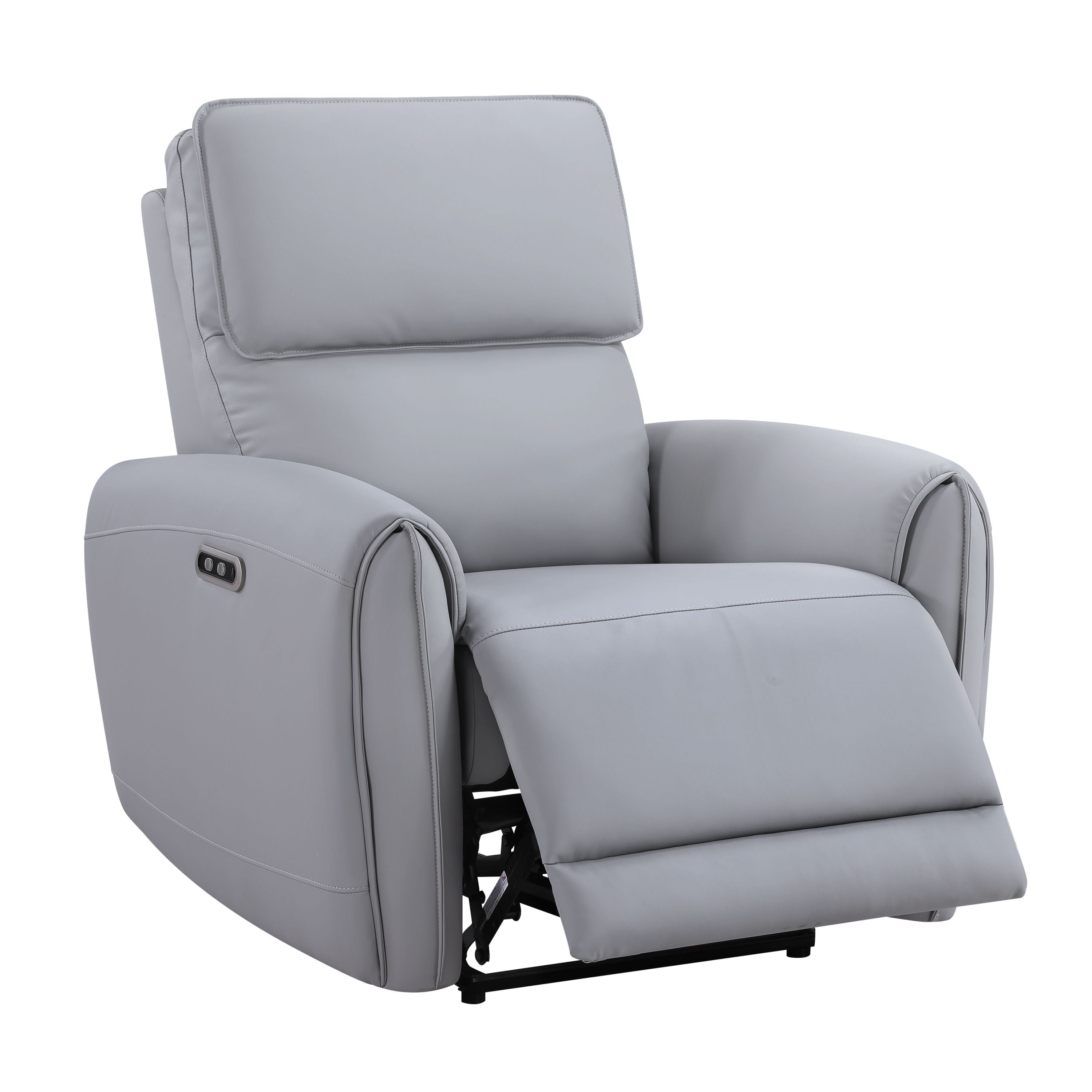 Jeromie Gray Synthetic Leather Power Motion Recliner w/USB Port