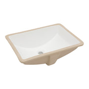 Modern European Style White Ceramic Rectangular Undermount Bathroom Sink with Overflow