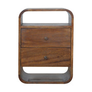 Chestnut Curve 2 Drawer nightstand