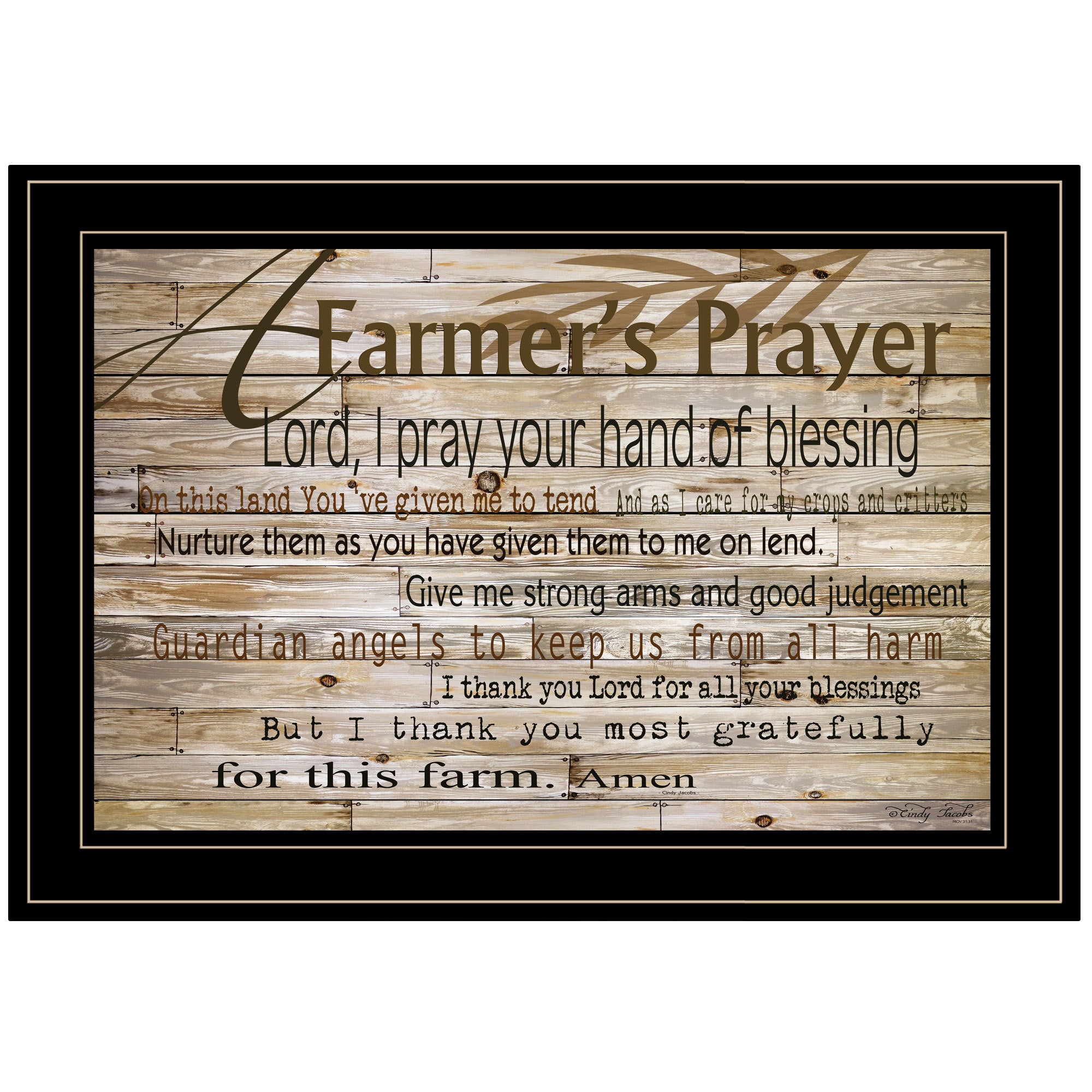'A Farmer's Prayer' by Cindy Jacobs, Ready to Hang Framed Print, Black Frame