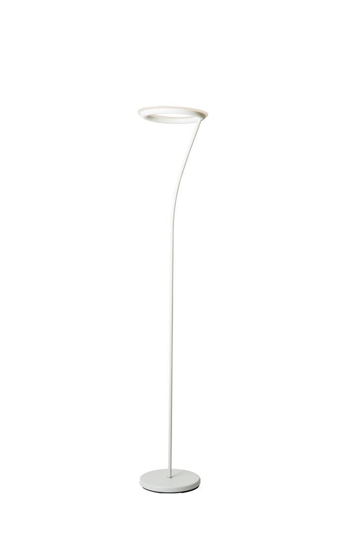73' Tall Metal Torchiere Floor LED Lamp with Halo design, Matte White finish