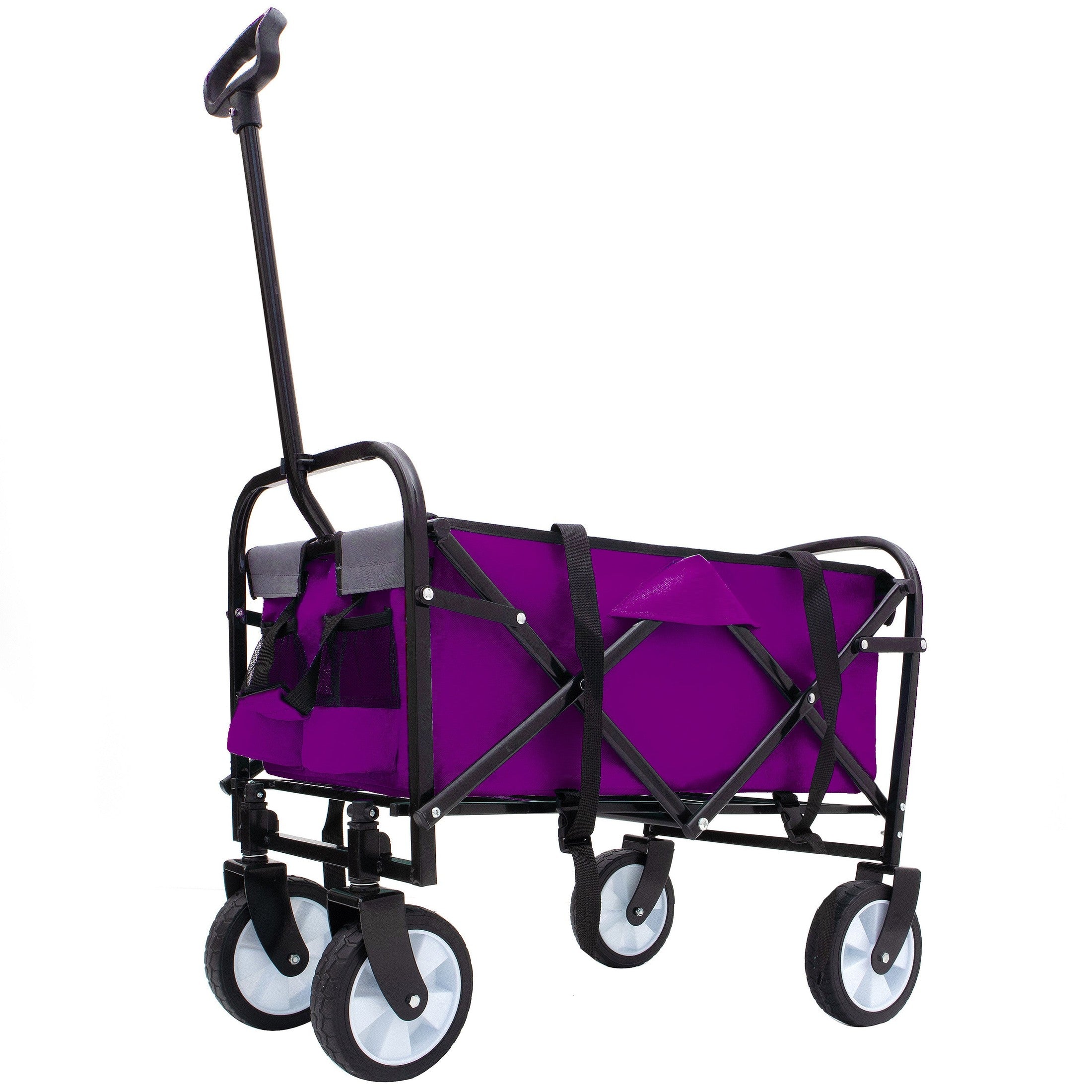 Minimeetall Strap , Collapsible Foldable Wagon Cart with strapping system Beach Wagon , Utility Cart , Utility Wagon Grocery Cart for Camping Shopping Sports Gardeing Fishing Supports 225lbs purple