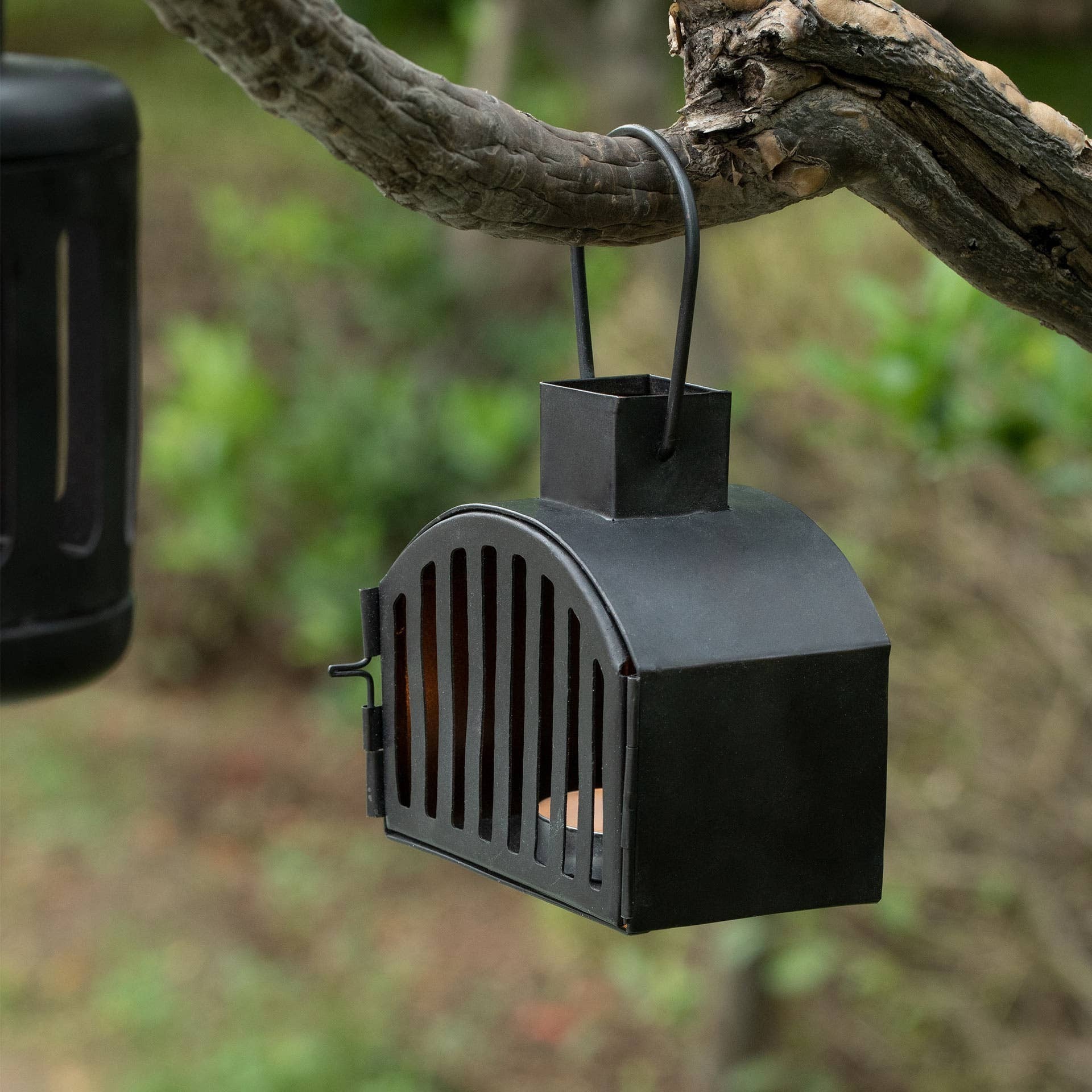 Black Kuma Metal Oval Shape Lantern with T-Light - Set of 2 Stylish & Elegant Lighting-3.1X1.9X3.5'