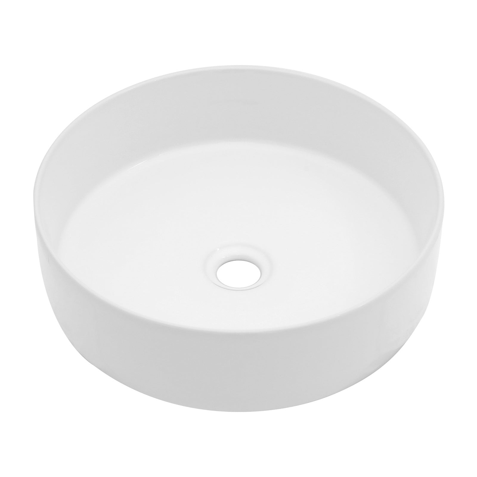 Elegant White Ceramic Vessel Bathroom Sink with Stain-Resistant Finish, 15.75'x15.75'