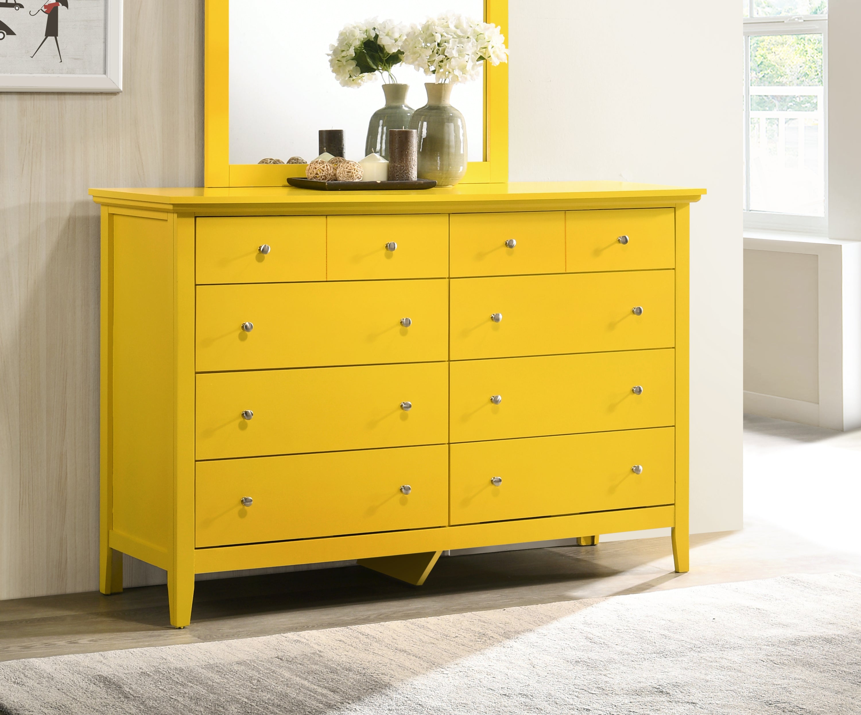 Cheerful Yellow Storage Dresser For Modern Spaces