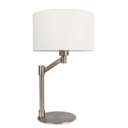 Horizon Brushed Nickel Table Lamp with On/Off Switch Curved Metal Base Linen Shade