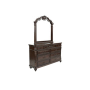 Traditional Formal Antique Cherry / Antique Walnut Unique Design Dresser w Mirror Drawers Storage Bedroom Furniture