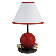15' Tall Polyresin Accent Table Lamp, Basketball Shaped, Cone Linen Shade