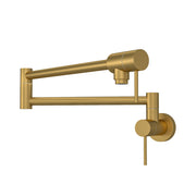 Modern Design Pot Filler Faucet - Wall Mount Kitchen Sink Faucet, Gold Brass, Stretchable with Two Handles