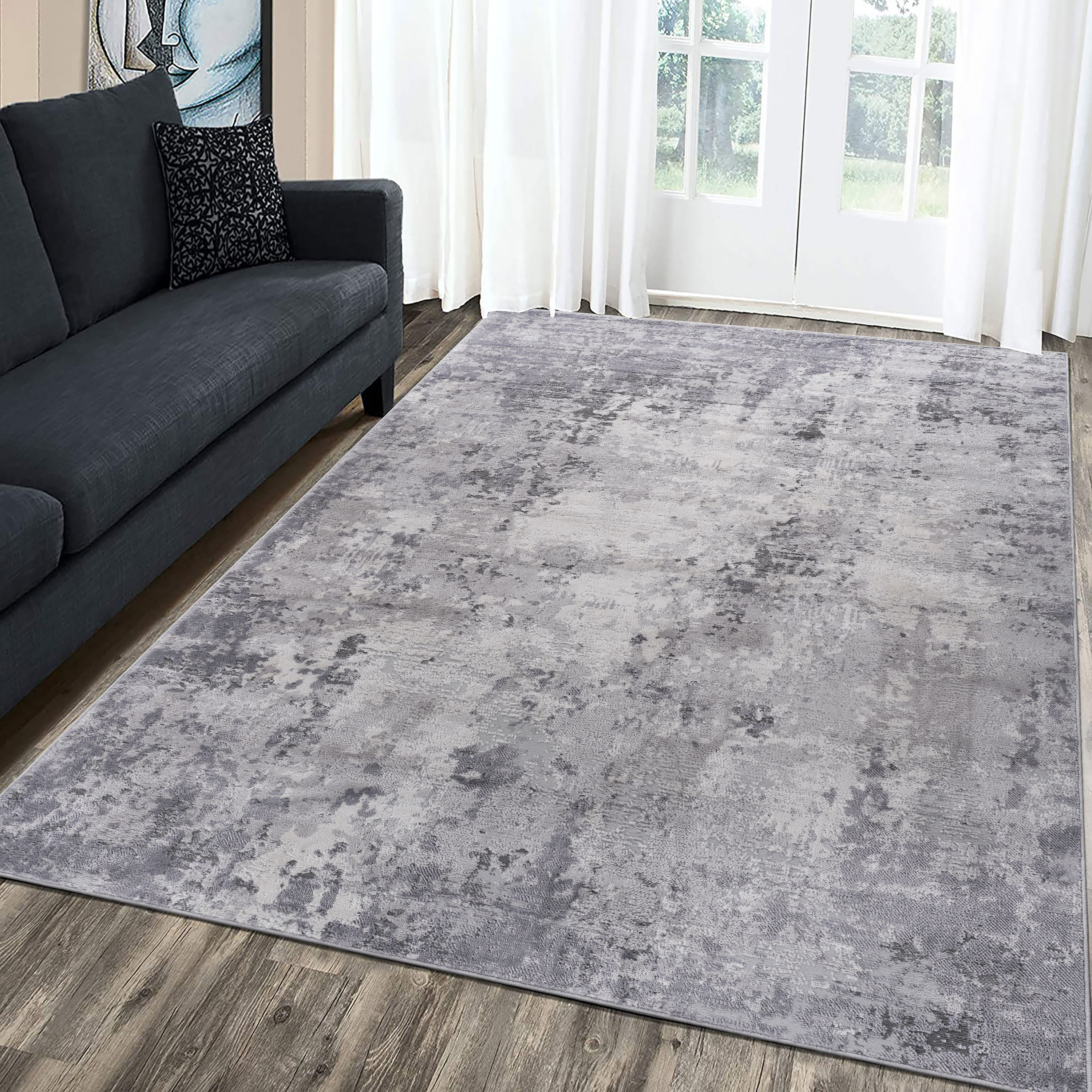 LOOM & LUXE Collection 5X7 Light Grey/Abstract Non-Shedding Living Room Bedroom Dining Home Office Stylish and Stain Resistant Area Rug