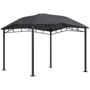 Outsunny Patio Gazebo with Geometric Roof Design, All-weather Steel Frame, Gray, 10' x 10'
