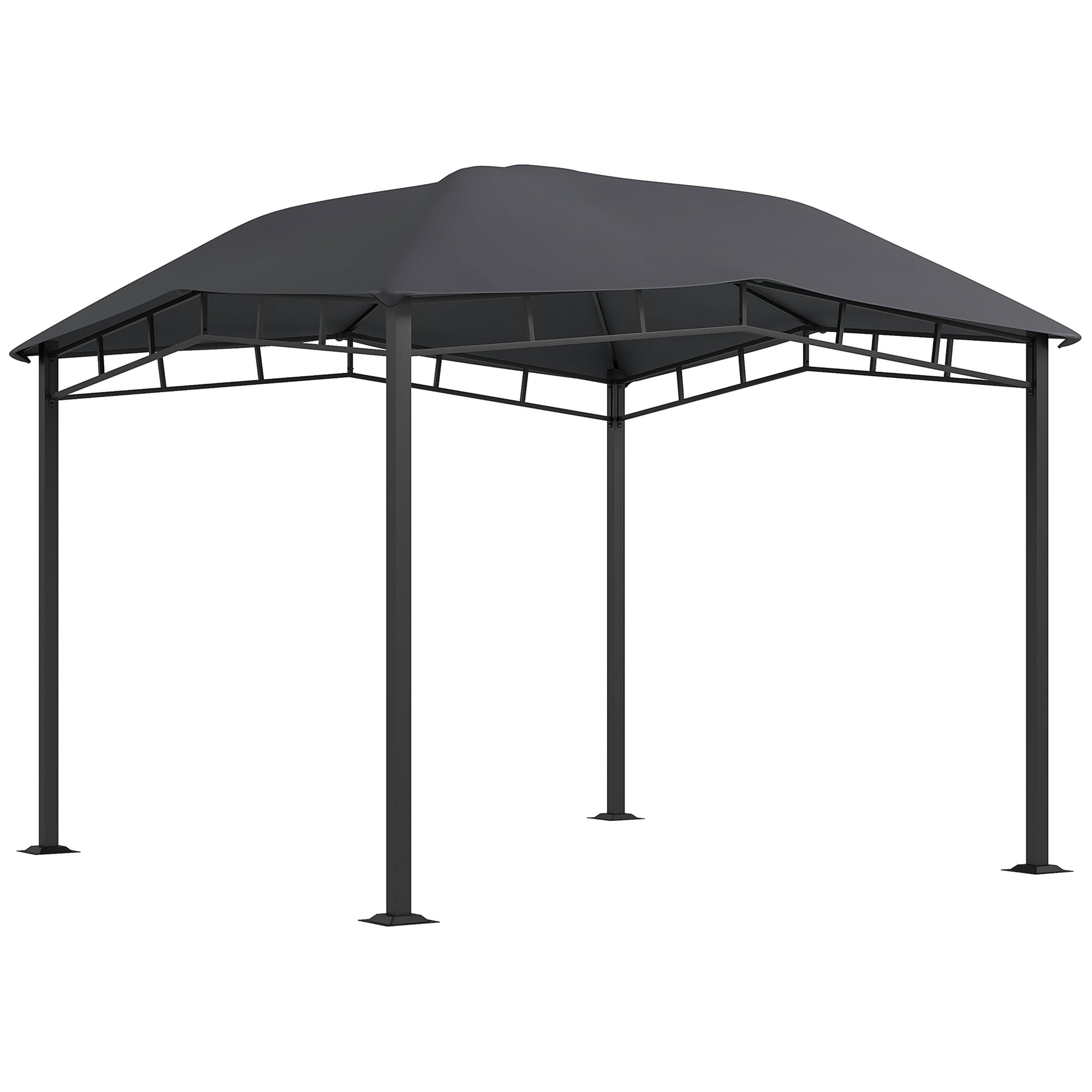 Outsunny Patio Gazebo with Geometric Roof Design, All-weather Steel Frame, Gray, 10' x 10'