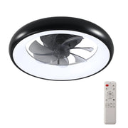 19' Pumpkin Lamp Indoor Fan Light, with Remote Control, Dimmable, 7 Blades, Reversible DC Motor, with LED Light, Black