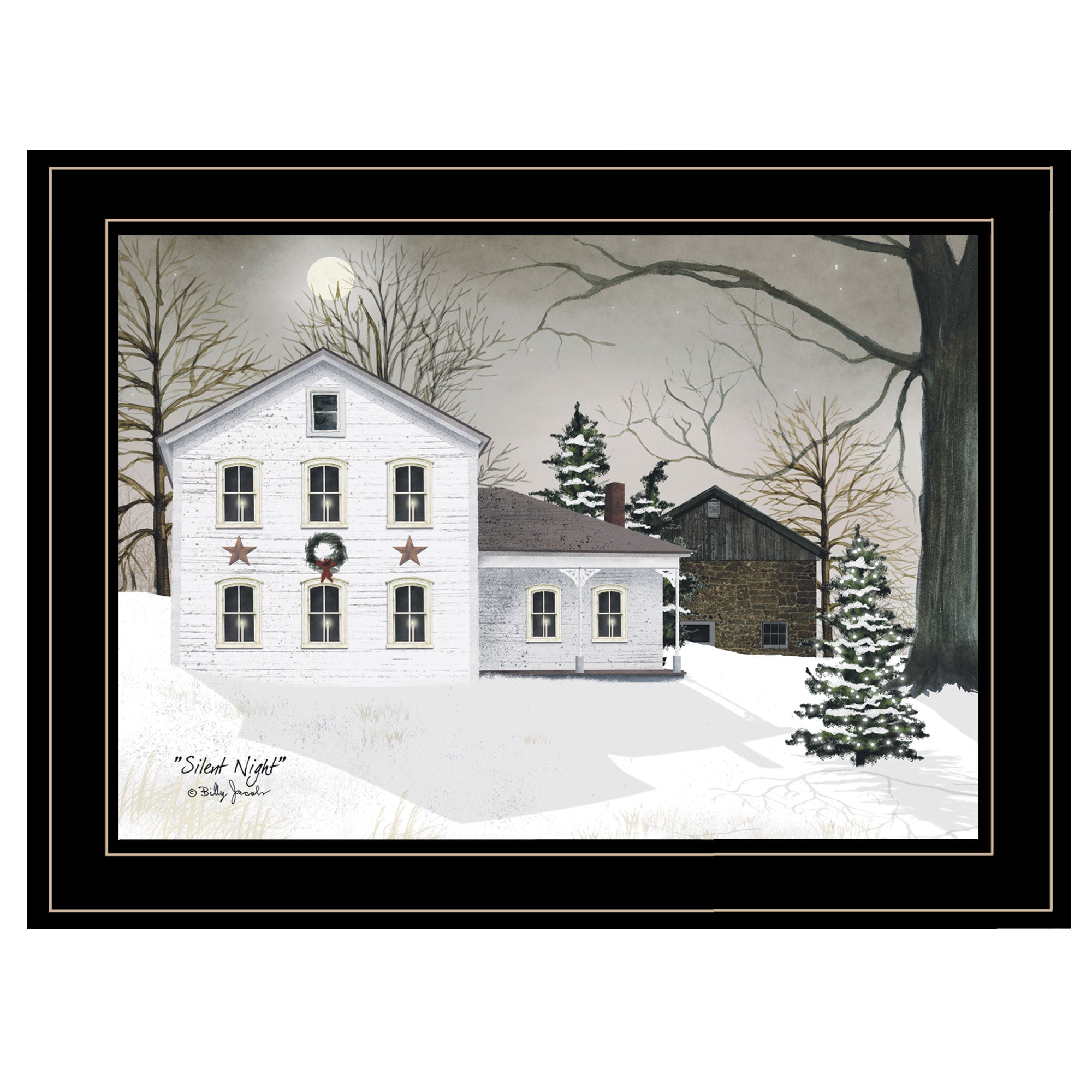 'Silent Night' by Billy Jacobs Ready to Hang Holiday Framed Print, Black Frame