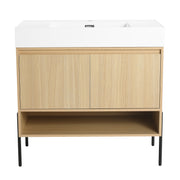Modern Oak 36' Bathroom Vanity Combo with Single Resin Sink and Storage Cabinet