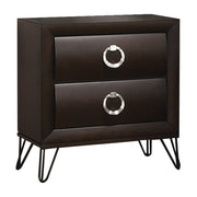 1pc Contemporary Dark Merlot Finish Nightstand with Drawers Metal Legs Bedroom Furniture