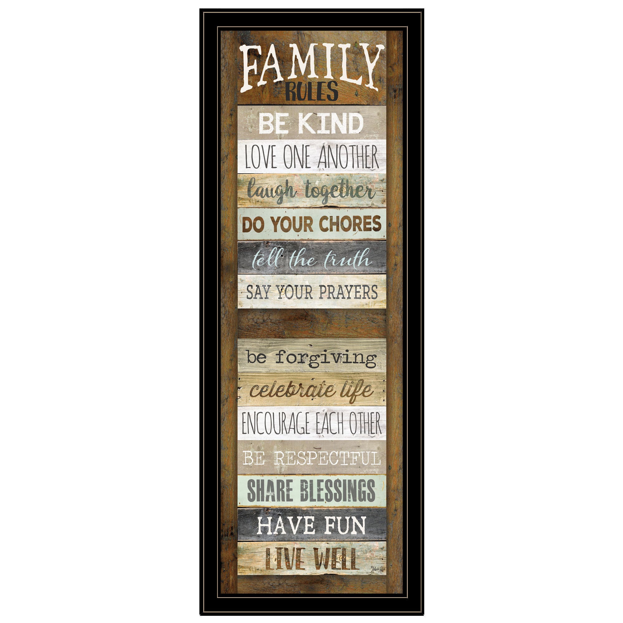 'Family Rules Shutter' By Marla Rae, Ready to Hang Framed Print, Black Frame