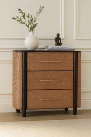 Solid Wood Havana Weave 3 Drawer Chest,Brown