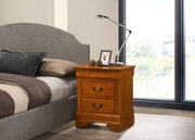 Elegant Oak Nightstand With 2 Drawers