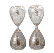 Set of 2, 10' Peleus 60-Minute Silvered Hourglass, Bisque Sand