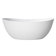65 Inch Solid Surface Soaking Bathtub - Deep Soak Freestanding Tub
