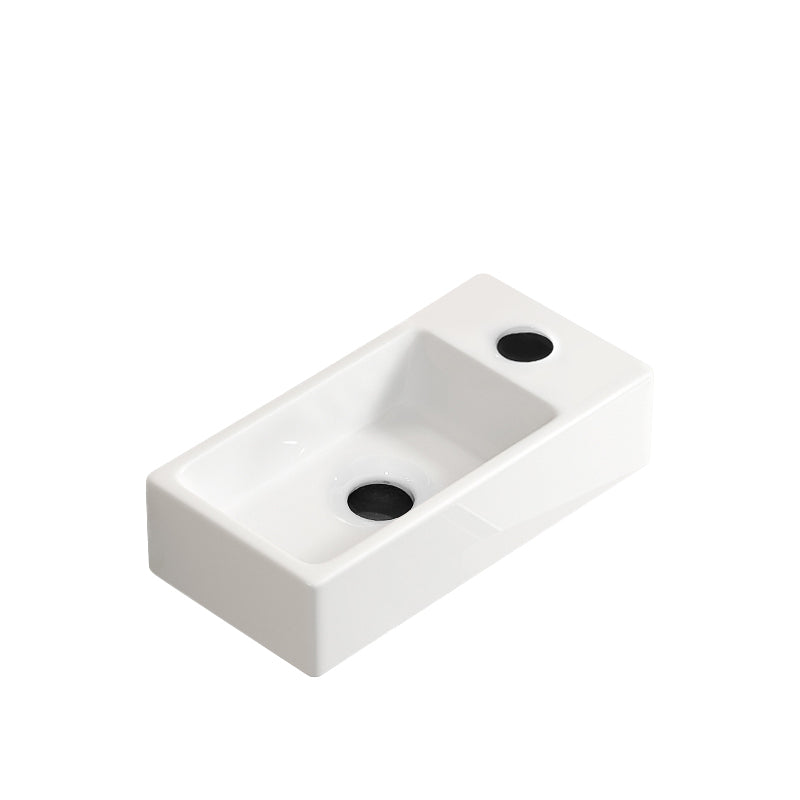 Ceramic Wash Basin Right Hand without Tap & Drain Wall Hung Basin Sink Small Cloakroom Basin Rectangle