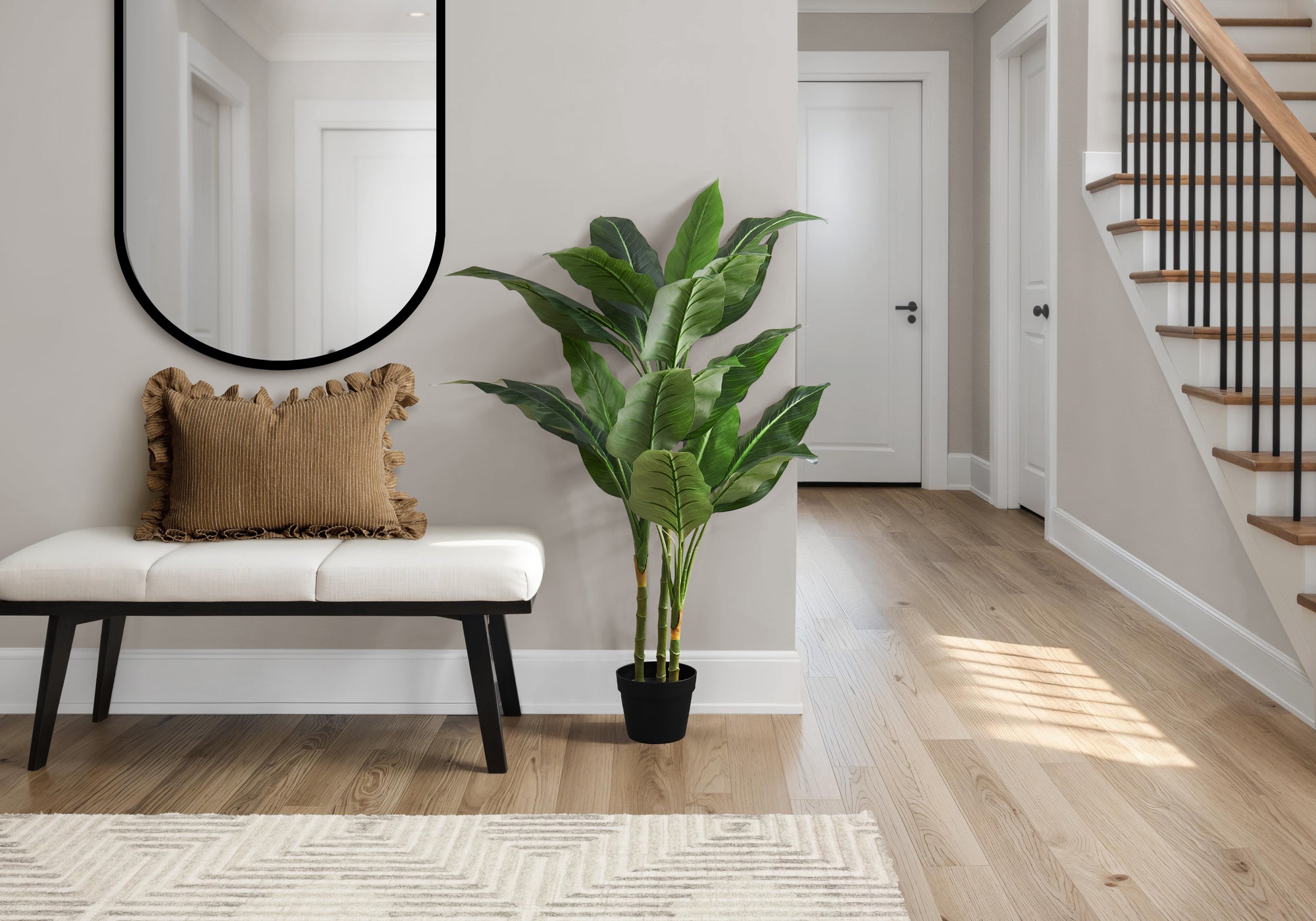 Artificial Plant, 42' Tall, Evergreen Tree, Indoor, Faux, Fake, Floor, Greenery, Potted, Decorative, Green Leaves, Black Pot
