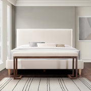 Modern Upholstered Bench with Metal Frame, 48 Inch Indoor Bench for Entryway, Hallway, Living Room, Dining Room, Bedroom, Modern & Decorative - White, Cream Boucle