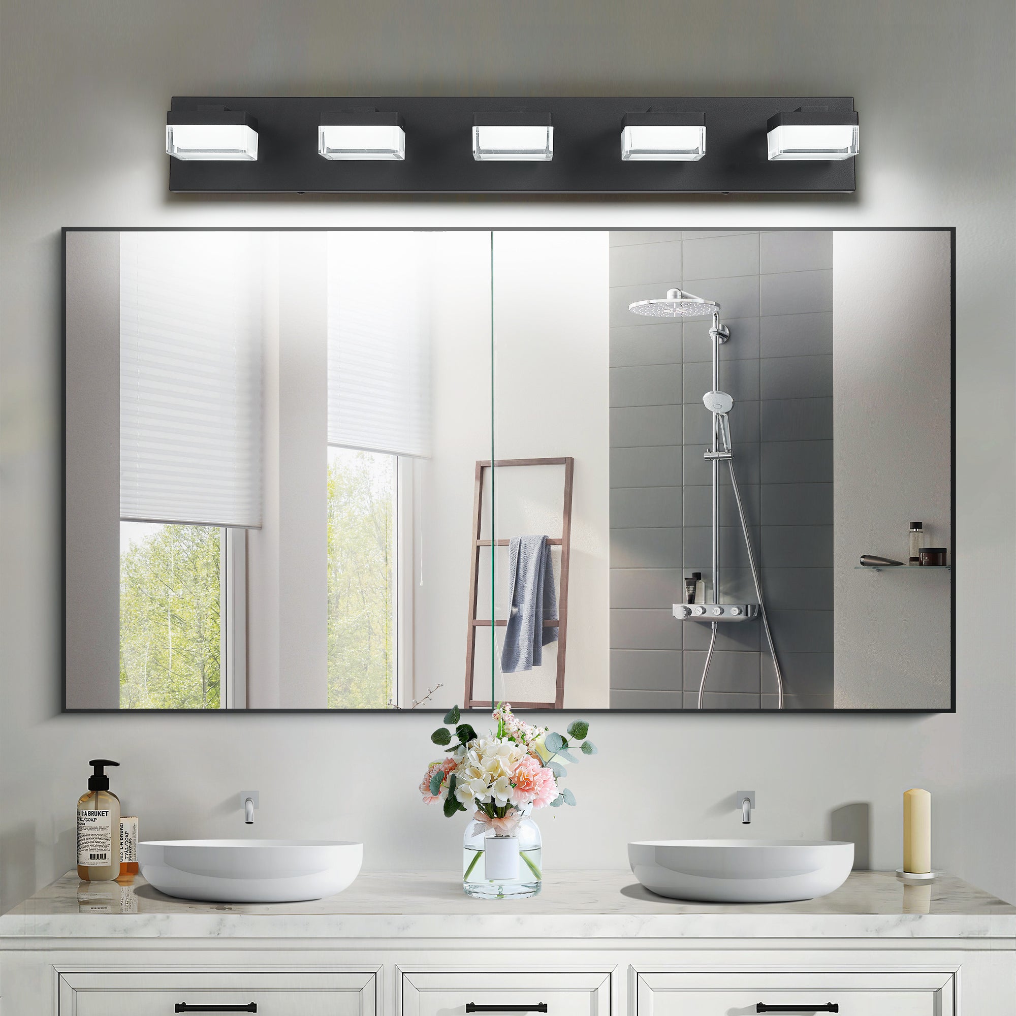 Bathroom Vanity Lights Over Mirror for Mirror Led Light Fixture 5 Lights Modern Black Vanity Light