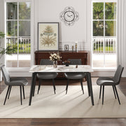 55.12' Modern Artificial Stone White Pandora Straight Edge Black Metal Leg Dining Table-Can Accommodate 6 People(Dining Table Only)