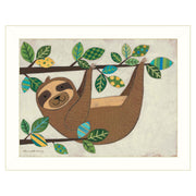 'Hanging Sloth I' by Bernadette Deming, Ready to Hang Framed Print, White Frame