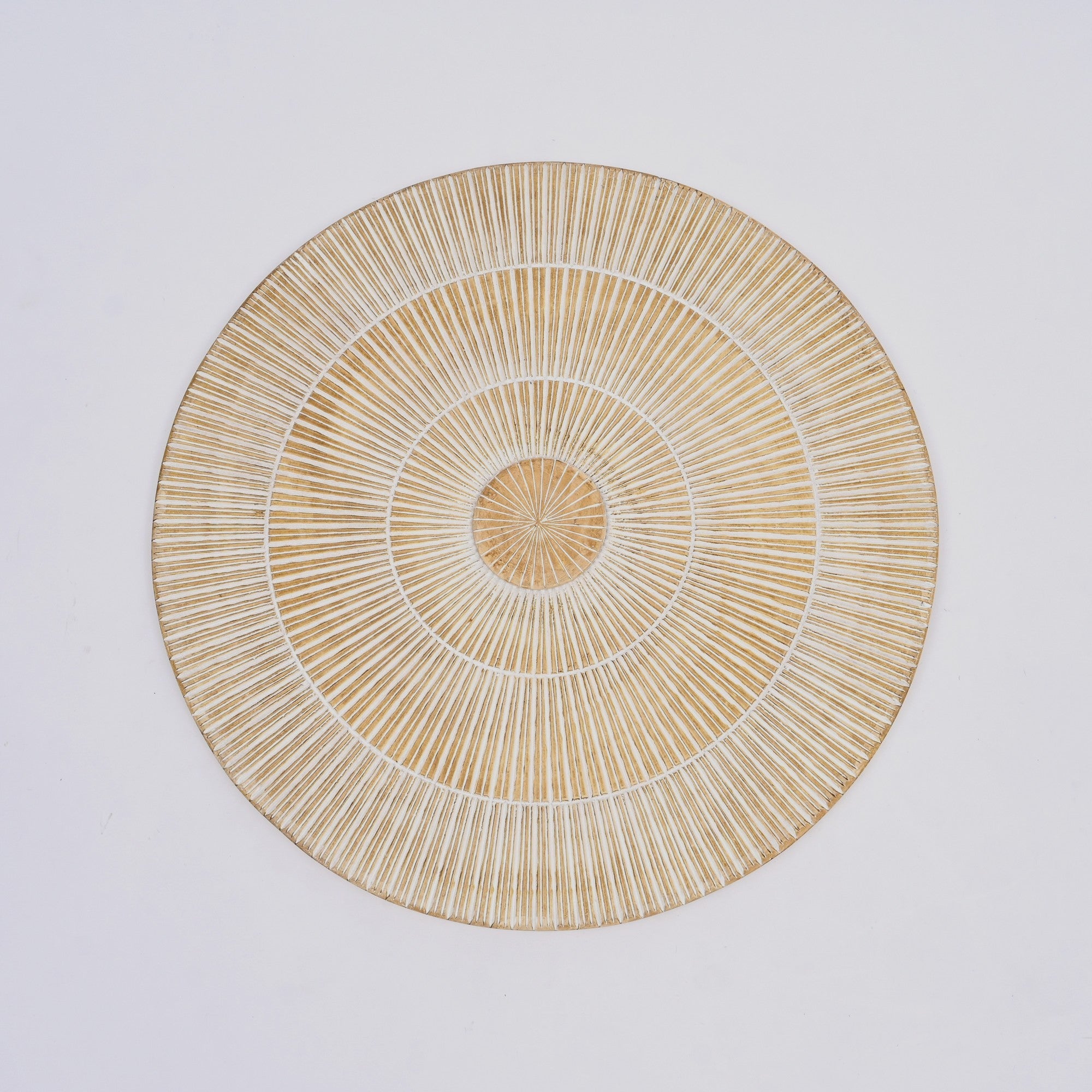 Handcarved Vintage Wheel Style Wood Wall Decor in Brown and Antique White - 36' Diameter