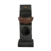 9.4x9.1x23.8' Black and Brown Sculptural Water Fountain with Bowl Basin, with Light and Pump, for Indoor and Outdoor