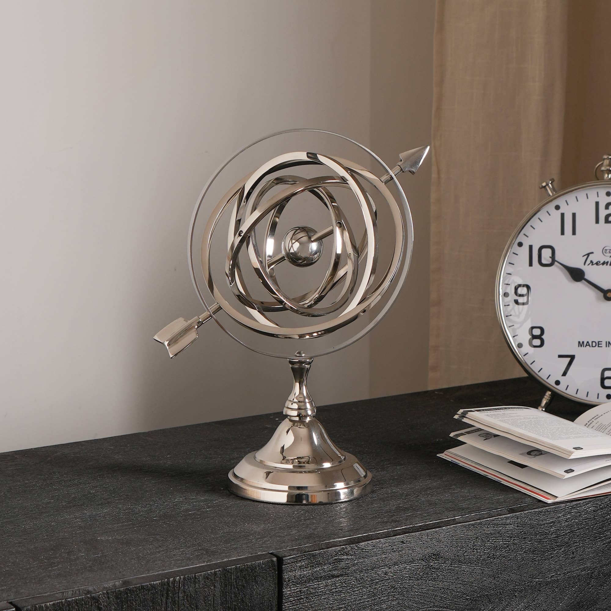 Decorative Aluminum Silver Color Armillary -Tabletop object
